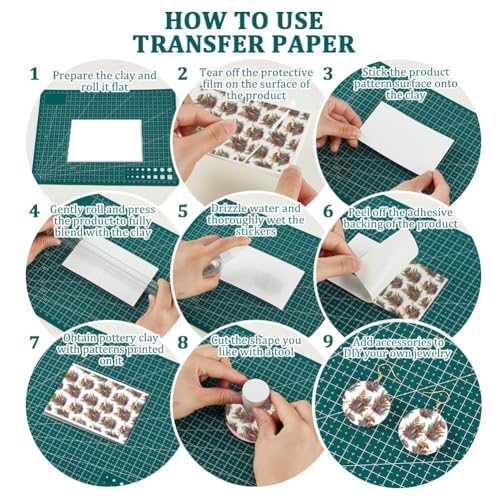 OLYCRAFT 24Pcs Mushrooms Transfer Paper 4 Styles Colorful Mushrooms Clay Transfers Paper for Polymer Clays Earring Bohemia Transfer Sheets Small Ceramic Decal for Earring Jewelry Making - style: Mushroom