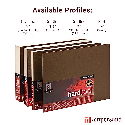 Ampersand Art Supply Hardboard Wood Painting Panel: Museum Series Hardbord, 14" x 18", 1/8 Inch Flat Profile - color: 1/8 Inch Flat Profile, size: 14" x 18"