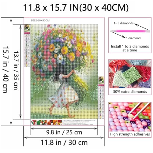 Shouruihua Diamond Painting Kits for Adults, Fairy & Flower Diamond Art Kit | Gem Art, Diamond Dotz Kits, Diamond Dots, Wall Art, Adult Crafts, Full Round Drill Diamond Painting Kits, 11.8x15.7 in - color: Fairy & Flowers