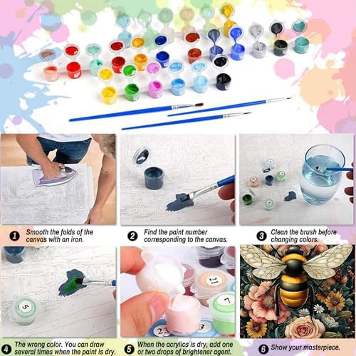 Arttoplus Bee Paint by Numbers Kit for Adults Beginner 16x20 inch - color: MT22034-US