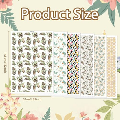 6Pcs Animal Transfer Paper for Polymer Clay, Ducks,Birds Mokey,Leopard Print Water Soluble Transfer Sheets for Polymer Clay, Polymer Clay Transfer Paper for DIY Art Jewelry Earrings Making 5.82X3.93in