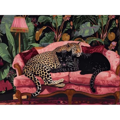 Cheetah Diamond Art Kits for Adults, Diamond Painting for Beginner 5D DIY | Leopard Diamond Dots Full Drill Crafts for Gem Art Dot Art for Adults Home Wall Decor for Teens Boys Girls 12x16inch - color: DP-26