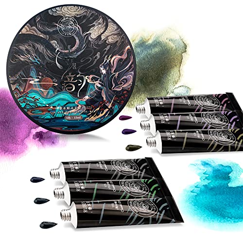 Paul Rubens Watercolour Paints Set, 6 Tubes15ml, Granulating and Layering Colors, Good Transparency, Strong Diffusibility, Ideal for Illustrators, Artists, Students | 15ml Per Tube, Excellent Transparency & Superb Diffusion, Ideal for Illustrators, Artist