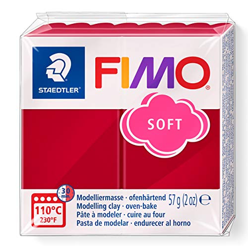 Staedtler FIMO Soft Polymer Clay - -Oven Bake Clay for Jewelry, Sculpting, Crafting, Cherry Red 8020-26, 57 g - color: cherry red, size: 57 g (Pack of 1)
