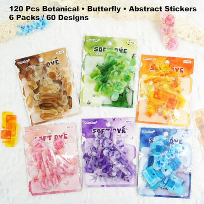 120 Pcs Abstract PET Stickers for Scrapbook Journaling - color: Abstract Color Washes