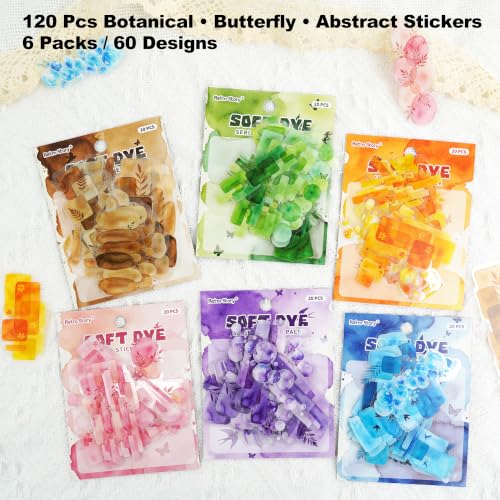 120 Pcs Abstract PET Stickers for Scrapbook Journaling - color: Abstract Color Washes