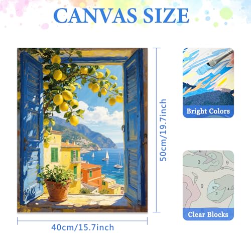 MIRCVSH Lemon Tree Paint by Numbers Kit for Adults,Scenery Oil Acrylic Painting Kits for Adult Beginners on Canvas,Unframed Landscape Paint by Number Kits for Home Wall Decor 16X20 Inch. - color: MT22667