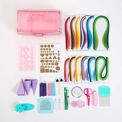 IMISNO DIY Quilling Kit with Paper Crimper, Tools&Strips for Beginners - color: pink