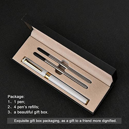 YIVONKA Luxury Ballpoint Pen Black Refill Line width 0.5mm,Best Office Pen Gift for Men & Women Professional Executive,Nice BallPens Classy Gift Box (White) - color: White
