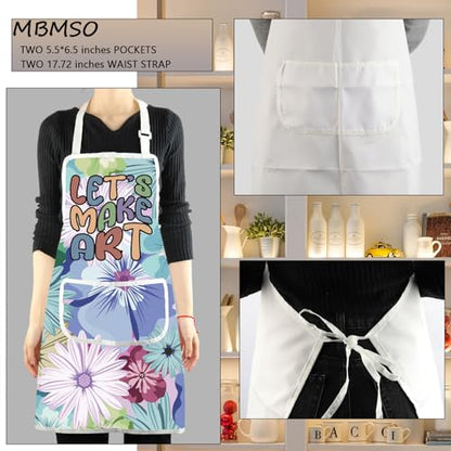 MBMSO Painting Artist Apron with Pockets Artist Painter Gifts Art Lover Gift for Art Teacher Student Painter Apron Waterproof - color: Let's Make Art Apron