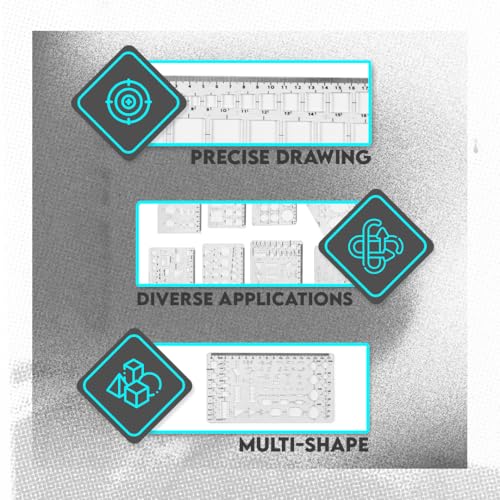 SE 8-Piece Geometric Drawing Template Stencil Set for Crafts, Scrapbooking, and Jewelry Design - JT-ST8