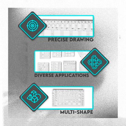 SE 8-Piece Geometric Drawing Template Stencil Set for Crafts, Scrapbooking, and Jewelry Design - JT-ST8