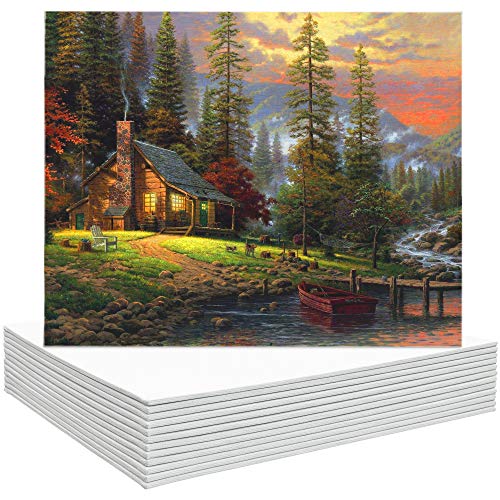 FIXSMITH Canvas Boards for Painting 9x12 Inch, Super Value 12 Pack White Blank Canvas Panels, 100% Cotton Primed, Painting Art Supplies for Professionals, Hobby Painters, Students & Kids - size: 9"×12"