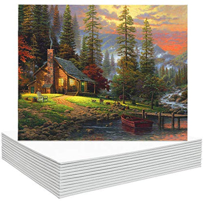 FIXSMITH Canvas Boards for Painting 9x12 Inch, Super Value 12 Pack White Blank Canvas Panels, 100% Cotton Primed, Painting Art Supplies for Professionals, Hobby Painters, Students & Kids - size: 9"×12"