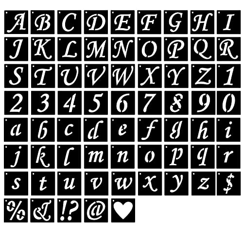 Eage Alphabet Letter Stencils 1 inch, 68 Pcs Reusable Plastic Letter Number Symbol Stencil Kit for Painting on Wood, Wall, Fabric, Rock, Chalkboard, Signage