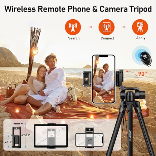 JOILCAN Camera Tripod, 68" Tablet Tripod Stand for Phone Camera | Travel Tripods Compatible with iPad iPhone DSLR SLR Projector, Cell Phone Tripods Stand with Remote/Travel Bag / 2 in 1 Mount - color: Black, size: 68"
