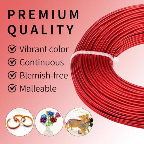 12 Gauge Aluminum Craft Wire for Jewelry Making, 32.8FT Bendable Metal Wirefor Bonsai Armature(Red) - color: Red