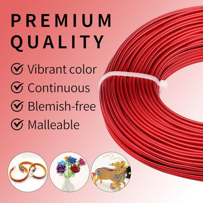 12 Gauge Aluminum Craft Wire for Jewelry Making, 32.8FT Bendable Metal Wirefor Bonsai Armature(Red) - color: Red