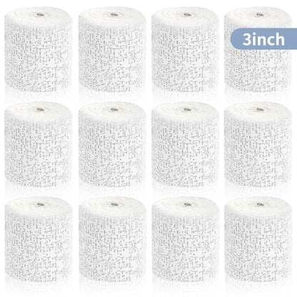 12 Rolls Plaster Strips Plaster Gauze Bandages Blank Cloth Wrap Rolls for DIY Hobby Crafts, Belly Cast, Body Molds, Mask Making, Scenery Art (3 x 106 Inches)