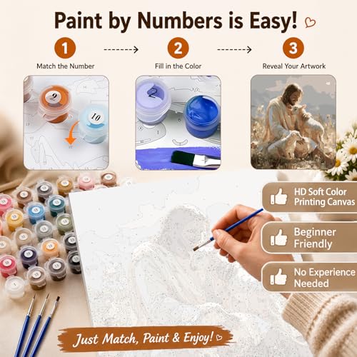 AUKELHJ Paint by Numbers Kit for Adults Beginner, Jesus, 16X20 Inch - color: 11-Jesus