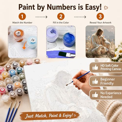 AUKELHJ Paint by Numbers Kit for Adults Beginner, Jesus, 16X20 Inch - color: 11-Jesus