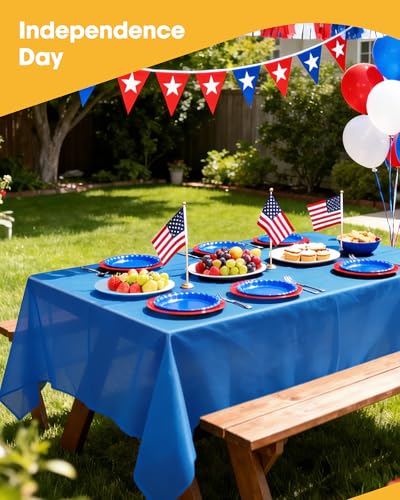 Niuara Blue Plastic Table Cloth Disposable, 4 Pack, 54 x 108 in | Rectangle, 6 ft Tables, Party Holiday Gathering - color: Blue, size: 54" x 108" - 4 Packs