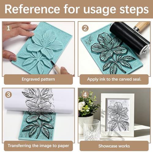 10 Pack 4"x6" Green Soft Rubber Linocut Blocks, Easy to Carve Relief Printing Blocks for Stamp Making, Linocut Printmaking, DIY Art and Hand Craft Projects - color: Green linocut 4x6x0.32in-10pcs