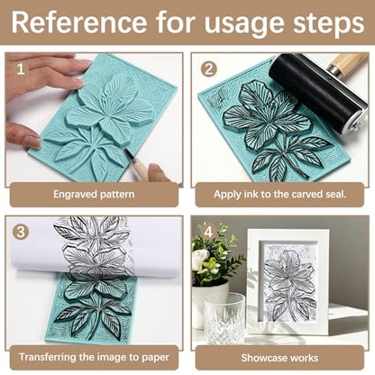10 Pack 4"x6" Green Soft Rubber Linocut Blocks, Easy to Carve Relief Printing Blocks for Stamp Making, Linocut Printmaking, DIY Art and Hand Craft Projects - color: Green linocut 4x6x0.32in-10pcs