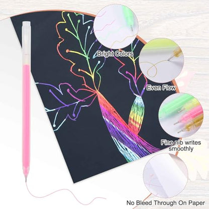 MECCANIXITY 9 Pcs Metallic Vibrant Sparkle Gel Pens, Drawing Pens with Fine Point 1mm for Adult Drawing Doodling Journaling Art Supplies and DIY Crafts, Pink - color: Pink