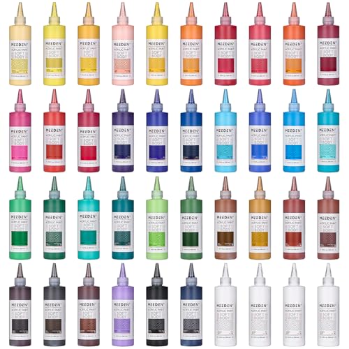 MEEDEN Soft Body Acrylic Paints Set: Matte Finish 40 Colors x 250ml/8.45oz | Fluid Acrylic Paints for Art Painting on Canvas Wood & Glass for Students Adults Artists - color: 250ml x 40 Colors Set