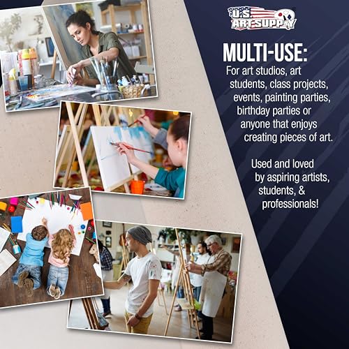 U.S. Art Supply 12-Ounce Triple Primed Gesso 12" Wide x 18' Long (6 Yards), 100% Cotton, Acid-Free - Unstretched Canvas Rolls for Painting, Oil & Acrylic, Murals - Cut to Frame Size - size: 12-Inch-x-6-Yards