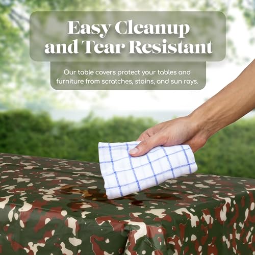 Grandipity Camouflage 1 Pack Premium Disposable Plastic Tablecloth 54 Inch. x 108 Inch. Rectangle Table Cover - color: Camouflage, size: 54" x 108" (Rectangular)