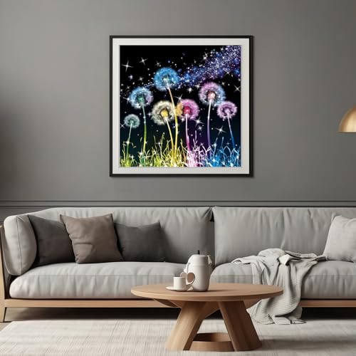 Acelii Diamond Painting Kits for Adults Beginners, Dandelion Gem Painting, 5D Diamond Art Painting for Adults, Gem Art Kits for Adults, Paint by Diamonds DIY Wall Decor Gift13.78X13.78Inch - color: KM1109-1