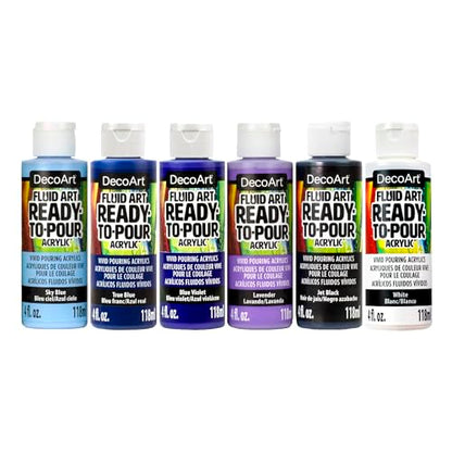 DecoArt Fluid Art Ready-to-Pour Paint Set – Galactic Colors, Set of 6 (4 fl oz Bottles) – Acrylic Pouring Paints for Canvas, Wood & DIY Art Projects - color: Multi – Galactic
