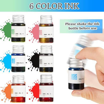 Zonon 14 Pcs Glass Dip Pen Ink Set for Art Supplies, Blue Color Style - color: Blue Color System
