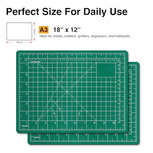 DIYSELF 12in×18in Cutting Mat for Sewing, A3 Self Healing Cutting Craft Mat - color: Green, size: 18"L x 12"W
