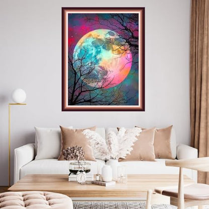 Fanxvivy Stamped Cross Stitch Kits for Beginners Full Range of Cross Stitching Preprinted Embroidery Kits for Adults, 11CT Embroidery Pattern Needlepoint Kits-Magical Moonlight 16x20 inch - color: Artdesign11