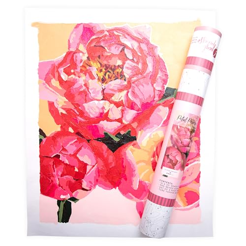 Pink Picasso Paint by Number Kit, for Adults & Teens,16x20, Petal Power | Botanical Floral Collection, Acrylic Paints and Brushes included, Pre-printed high quality canvas, DIY art kit, Gift-ready - color: Petal Power