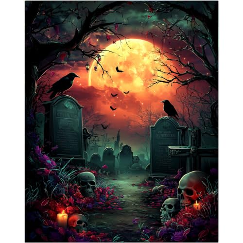 Gemozaic Halloween Paint by Numbers Kit for Adults - Horror Graveyard - color: MT23183