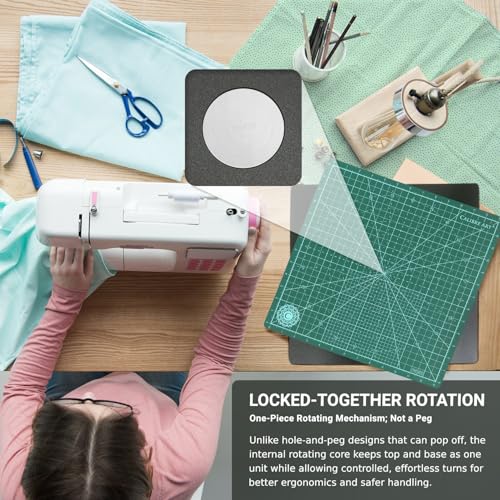 Calibre Art Rotating Self Healing Cutting Mat 14x14 (13" Grid), Quilting | Perfect for Quilting & Art Projects. Smooth, Non-detachable Rotation, Warp-Proof & Odorless, EN 71-3 Certified.