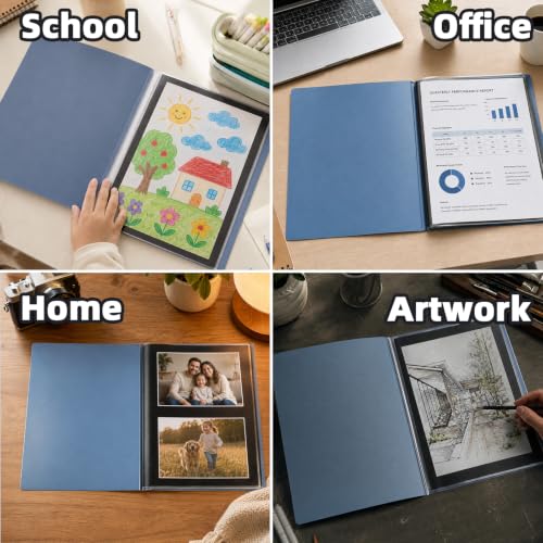 13x19 Blue Art Portfolio Folder Displaying 48 Pages with Plastic Sleeves - color: Blue, size: 13*19