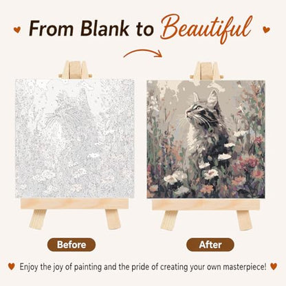 AUKELHJ Framed Paint by Numbers Kit for Adults, Cat, 10x10 inch - color: 04-Cat
