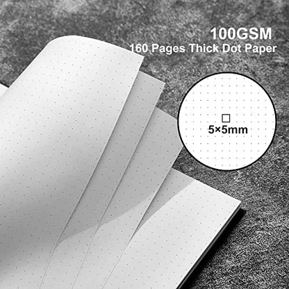 Yoment Dot Grid Spiral Notebook A5 Spiral Bullet Dotted Journal 160 Pages | Thick Dot Paper Notebooks Plastic Hardcover Spiral Notebook 5x7 Wire Bound Notebooks for Work School Office Supplies, Black - color: Black, style: B - Dotted - A5