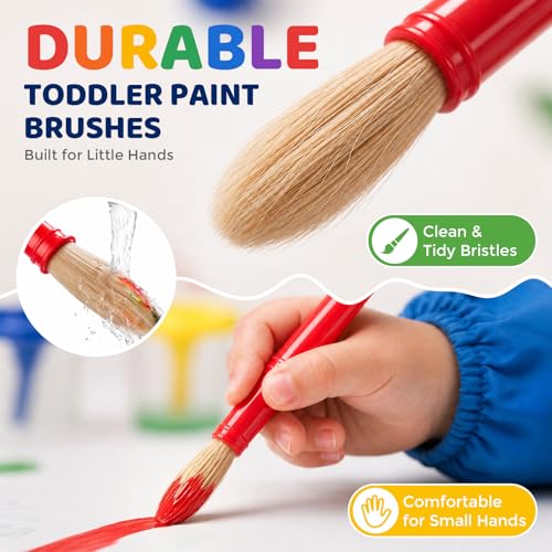 BigOtters Paint Cups with Lids for Kids, 10 Paint Cups, 10 PaintBrushes