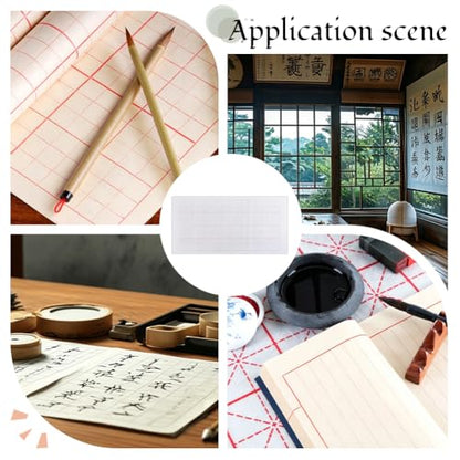 NBEADS 50 Pcs Chinese Calligraphy Grid Paper with 1Pc Felt Pad, 27.4x13.8 Inch Xuan Rice Paper, 2.95x2.95 Inch Grid Paper for Beginners Brush Writing Sumi Practice - size: Grid:2.95x2.95inches