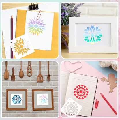 JULMELON 20Pcs Mandala Stencils 3 Inch, Reusable for Rock Wood Painting | Plastic Reusable, for DIY Art Projects Fabric Canvas Wall, Mandala Rock Painting Stencils - style: Mandala Stencils