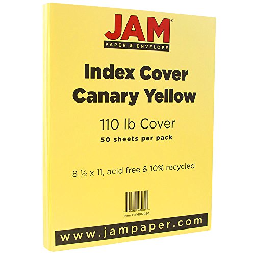 JAM PAPER Vellum Bristol 110lb Index Cardstock - 8.5 x 11 Coverstock - 241 gsm - Canary Yellow Vellum - 50 Sheets/Pack - color: Canary, size: 8.5" x 11"