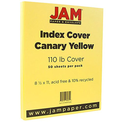 JAM PAPER Vellum Bristol 110lb Index Cardstock - 8.5 x 11 Coverstock - 241 gsm - Canary Yellow Vellum - 50 Sheets/Pack - color: Canary, size: 8.5" x 11"