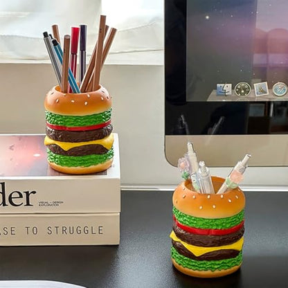 Hamburger Pencil Holder Cute Pen Holder for Desk, Stand Makeup Brush Holder, Decorative Organizer for Home Office School