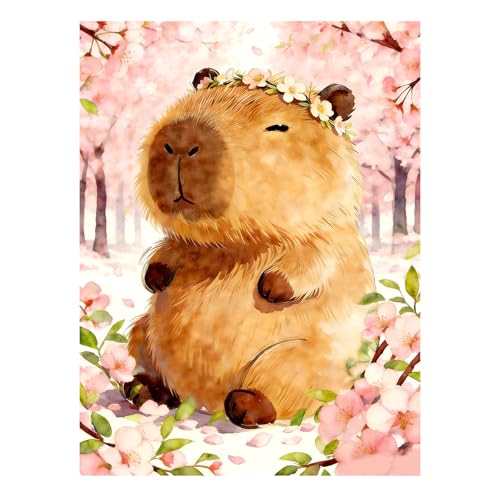 Diamond Art Kits for Adults Diamond Art Painting Kit Capybara Animal Gifts | Cute Birthday Personalized Gifts for Women Her Gem Art DIY 5D Diamond Painting Kits Home Wall Kawaii Room Decor 12x16inch - color: Capybara Animal